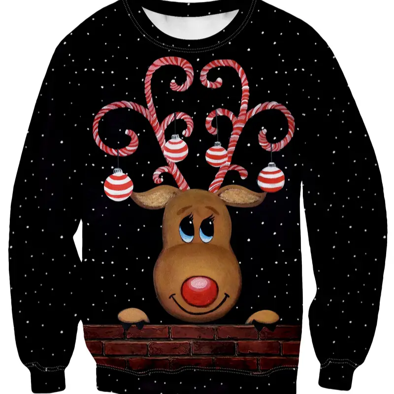 Sweat de Noel Homme avec Renne et Décorations Sucrées