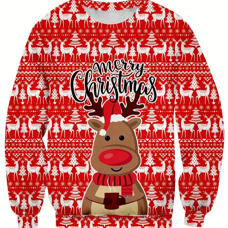 Pull Rouge de Noel Renne Homme