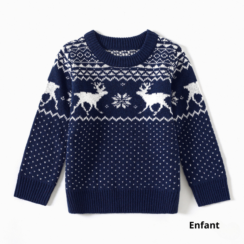 Ensemble Pull de Noel Famille avec Motif Rennes