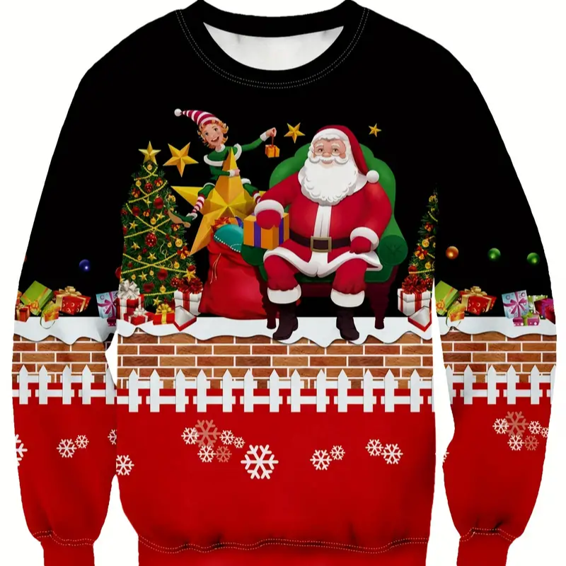 Pull Motifs Père Noel et Lutin