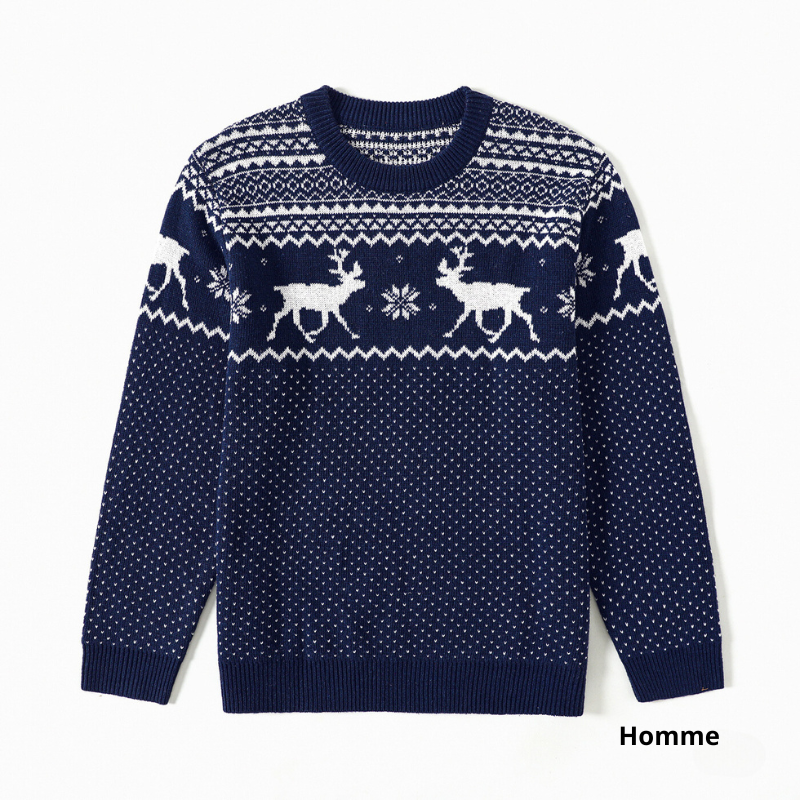 Ensemble Pull de Noel Famille avec Motif Rennes