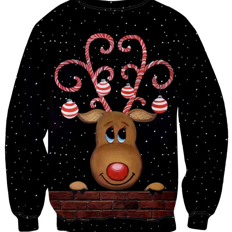 Sweat de Noel Homme avec Renne et Décorations Sucrées