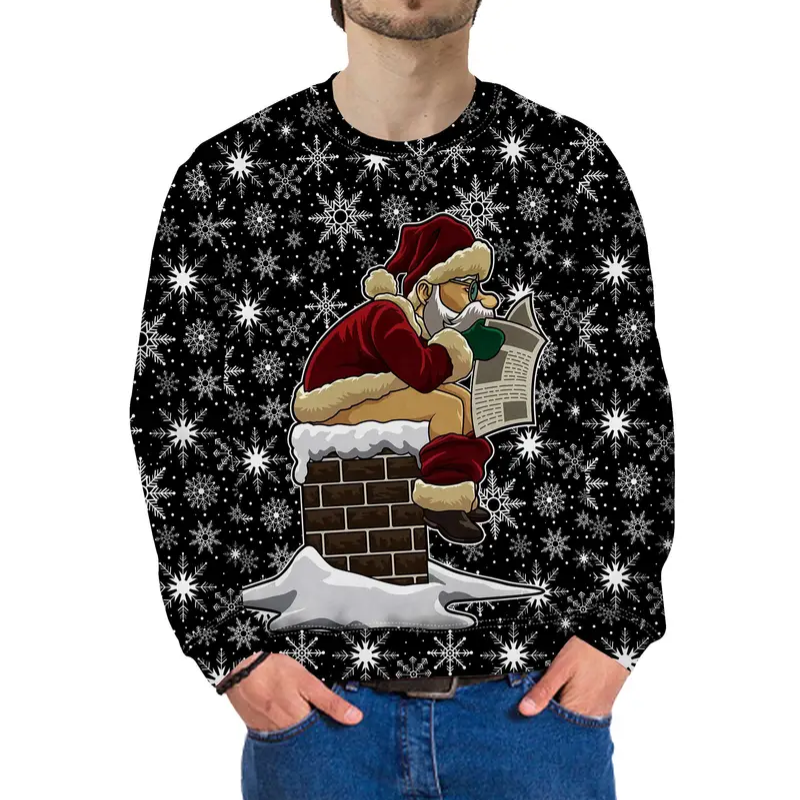 Père Noël Pull Noel Vintage Sweater Pere Noel Moche Sweat De Noel