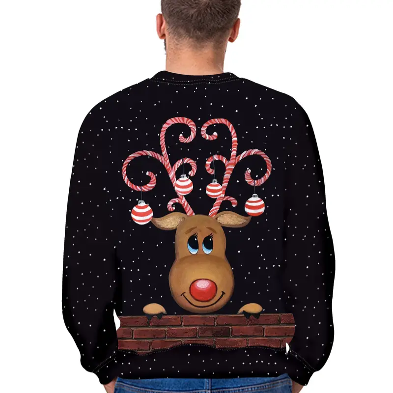 Sweat de Noel Homme avec Renne et Décorations Sucrées