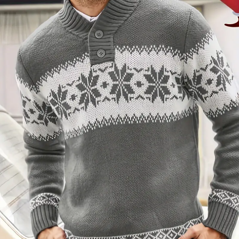 Pull Noel Homme Chic avec Col Boutonné