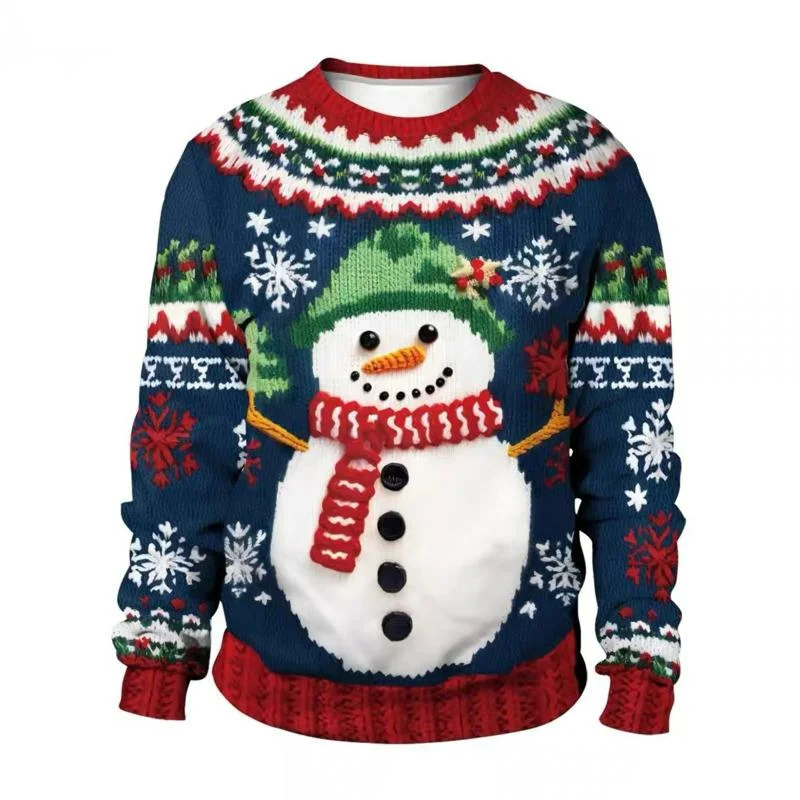 Pulls de Noel Couple avec Bonhomme de Neige en Relief