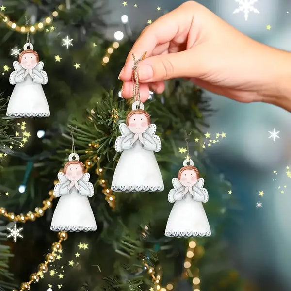 Ange de Noël en Bois Pour Sapin (lot de 12)