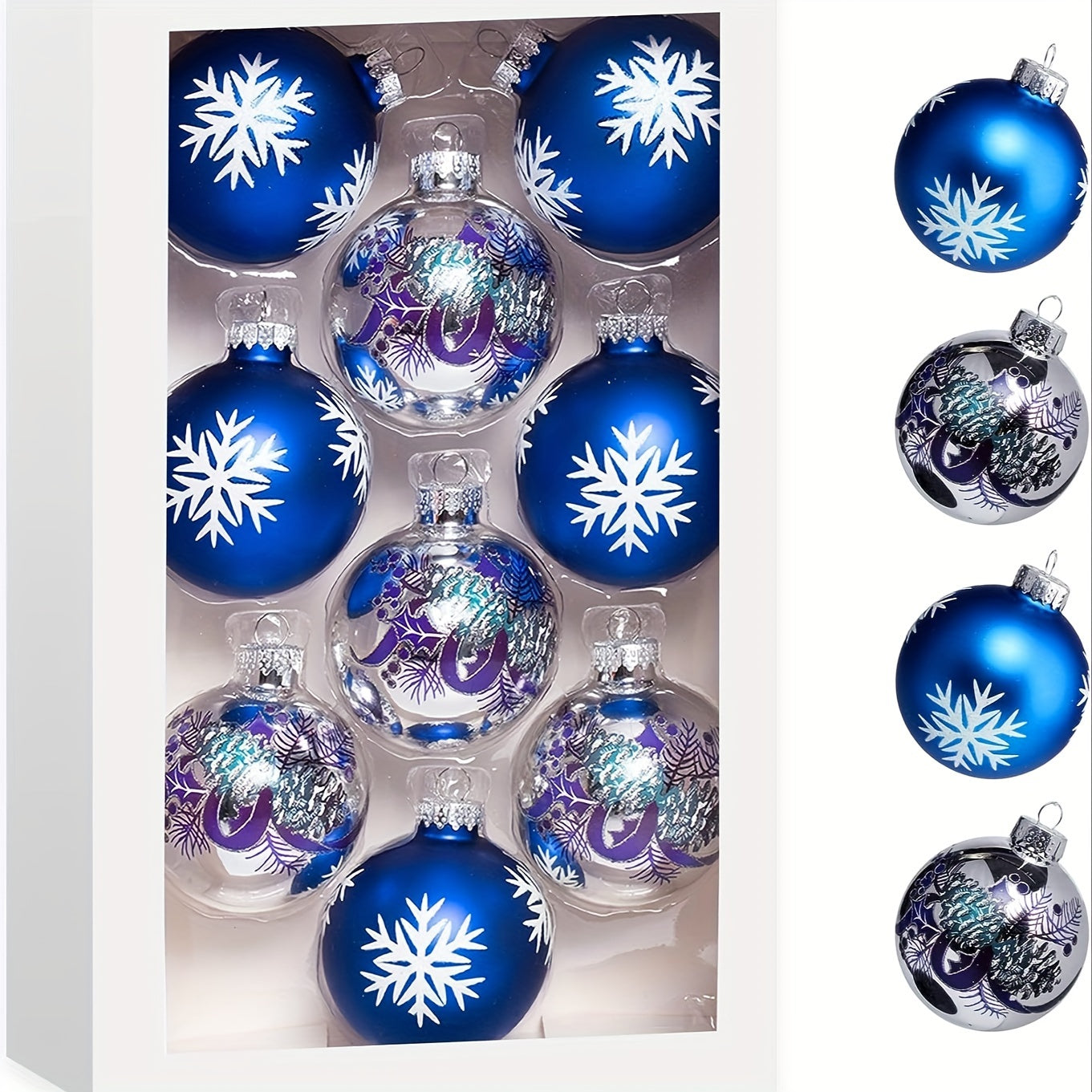 Boule de Noel en Verre Bleu (x9)