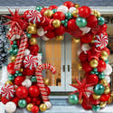 Sapin De Noël Gonflable 130 Cm - Décoration De Jardin Avec Couronne D'étoiles Et Guirlandes Lumineuses - 9 Ballons En Aluminium - 8