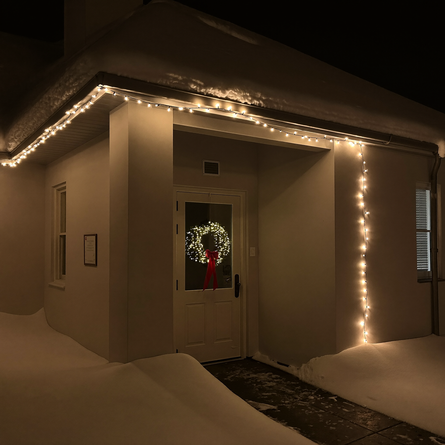 Façade de maison illuminée pour Noël