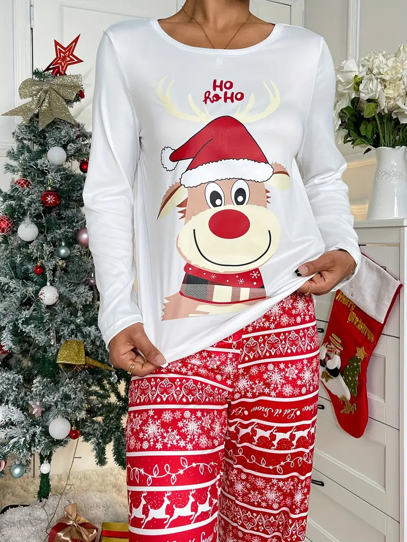 Pyjama Rouge et Blanc Renne Noel Femme