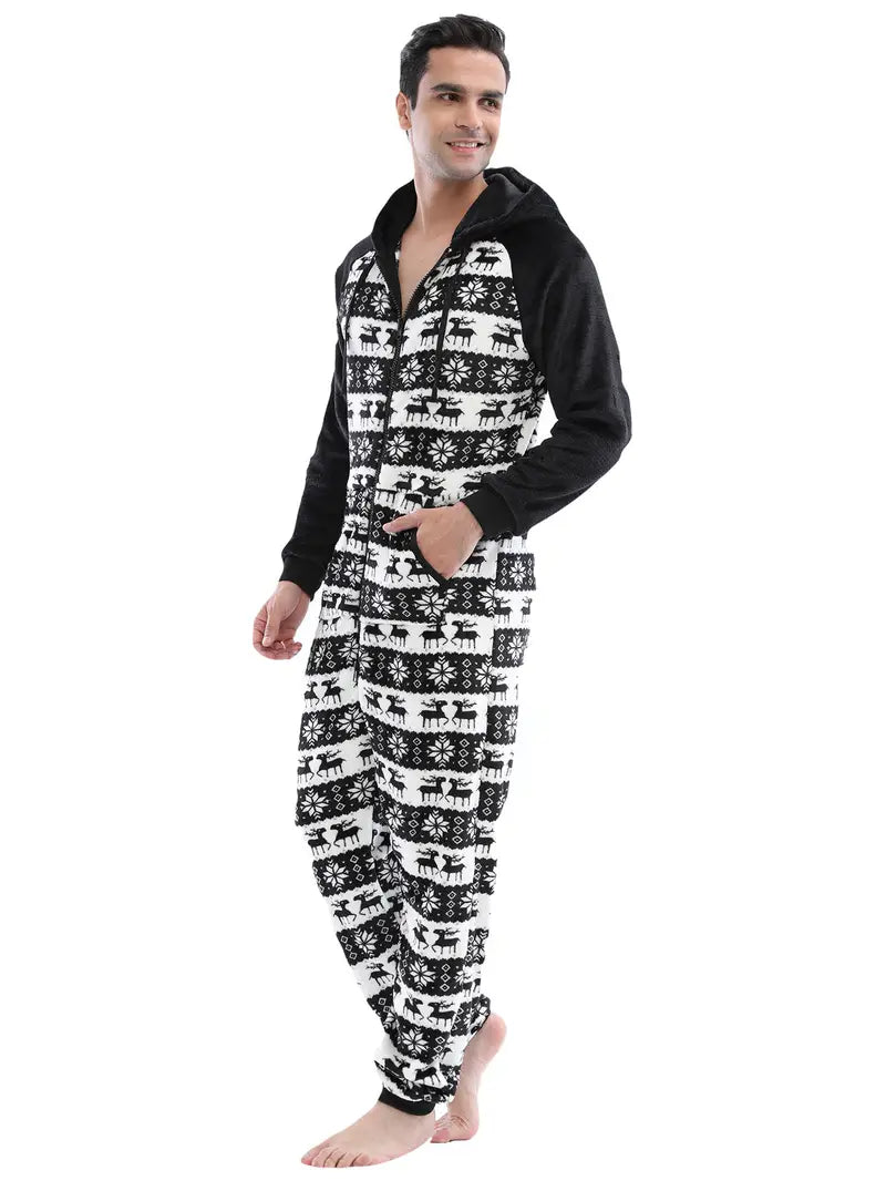 Ensemble Pyjama Polaire Noir et Blanc Homme