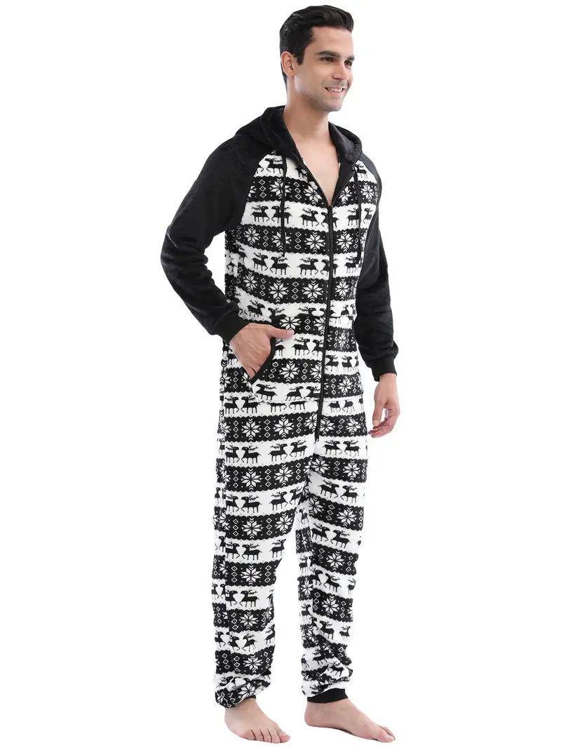 Ensemble Pyjama Polaire Noir et Blanc Homme