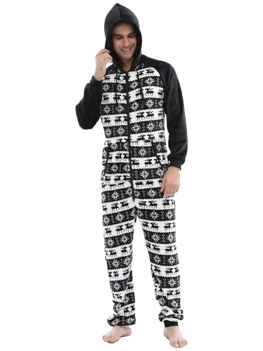 Ensemble Pyjama Polaire Noir et Blanc Homme