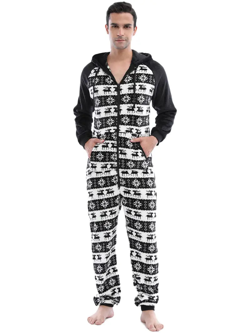 Ensemble Pyjama Polaire Noir et Blanc Homme