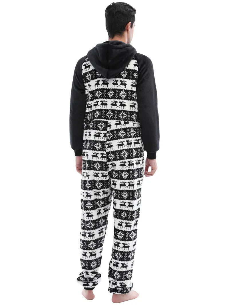 Ensemble Pyjama Polaire Noir et Blanc Homme