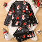 Pyjama Noël Noir Bonhomme de Neige Enfant