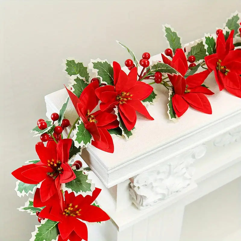 Guirlande de Fleurs de Poinsettia Rouge