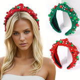 Bandeau de Noël Perles Vert et Rouge