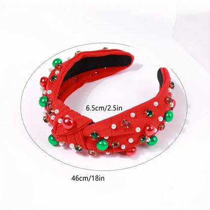 Bandeau de Noel Perles Vert et Rouge