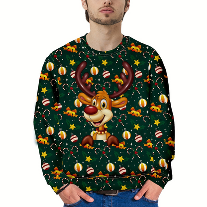 Pull de Noël Homme avec Renne Cartoon