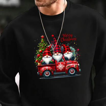 Sweat Noël Homme Camion Rouge avec Gnomes