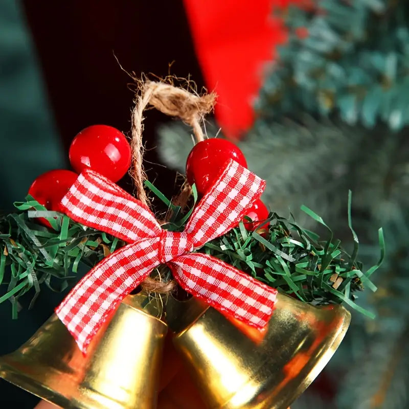 Cloche de Noel en Métal avec Baies Rouges (x3)