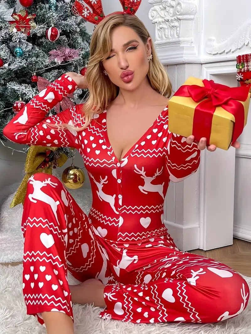 Pyjama de Noel Coeur Rouge Femme