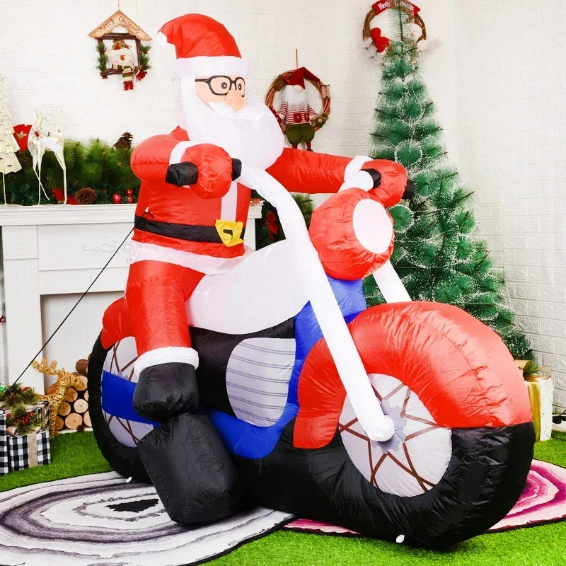 Père Noël Gonflable en Moto