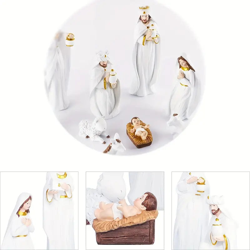 Crèche de Noel Blanche 9 Píèces