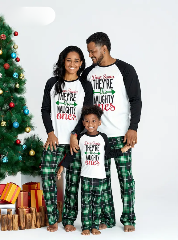 Pyjama Famille de Noel Motif Carreaux Vert