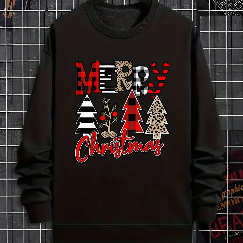 Pull de Noel Homme Merry Christmas avec Sapins