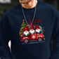 Sweat Noël Homme Camion Rouge avec Gnomes en polyester doux et respirant