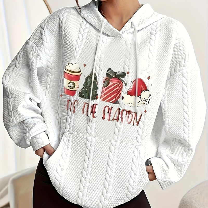 Sweat à Capuche Blanc Femme Noel