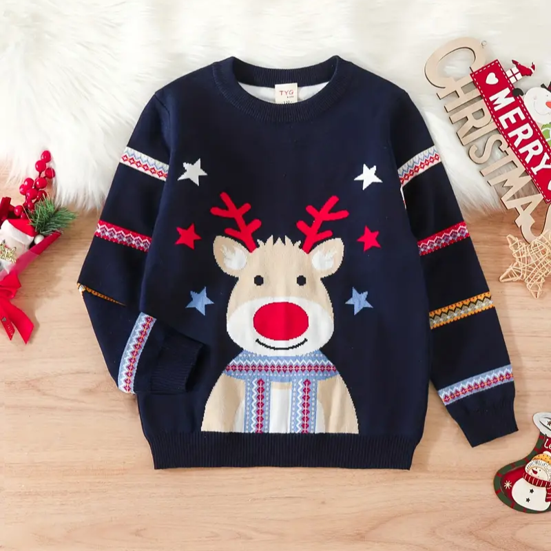 Pull de Noel Moche Enfant Motif Renne