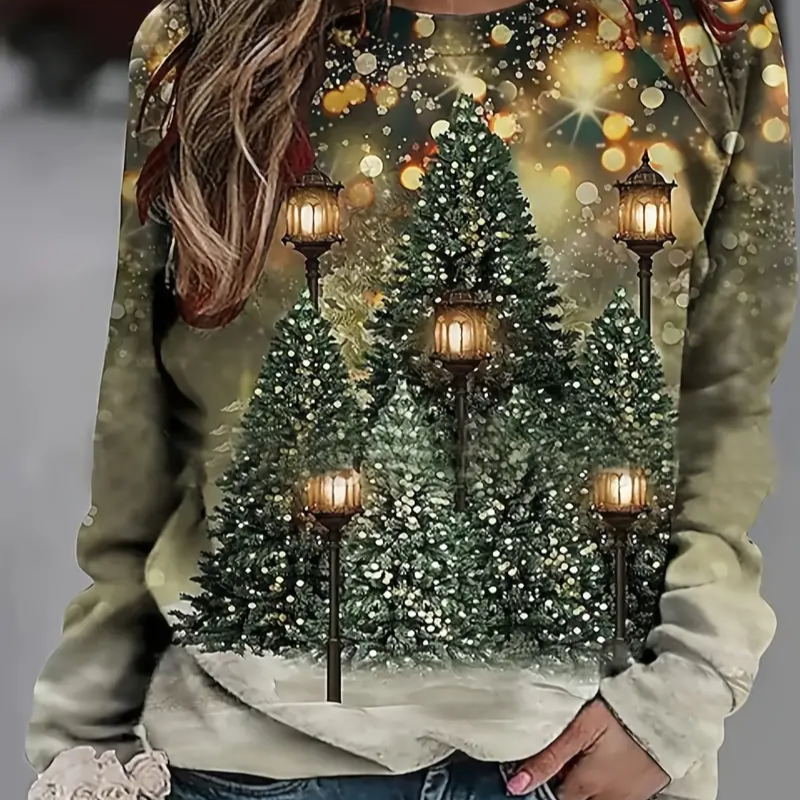 Pull de Noel Moche Motif Sapin Femme