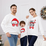 Pulls de Noël Famille Blancs avec Père Noël