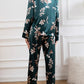 Ensemble Pyjama en Soie Motifs Fleurs Noel Femme