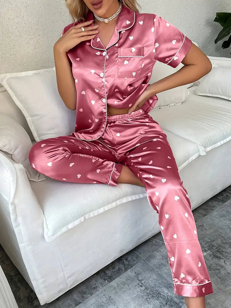 Pyjama Satin Rose Noel Femme