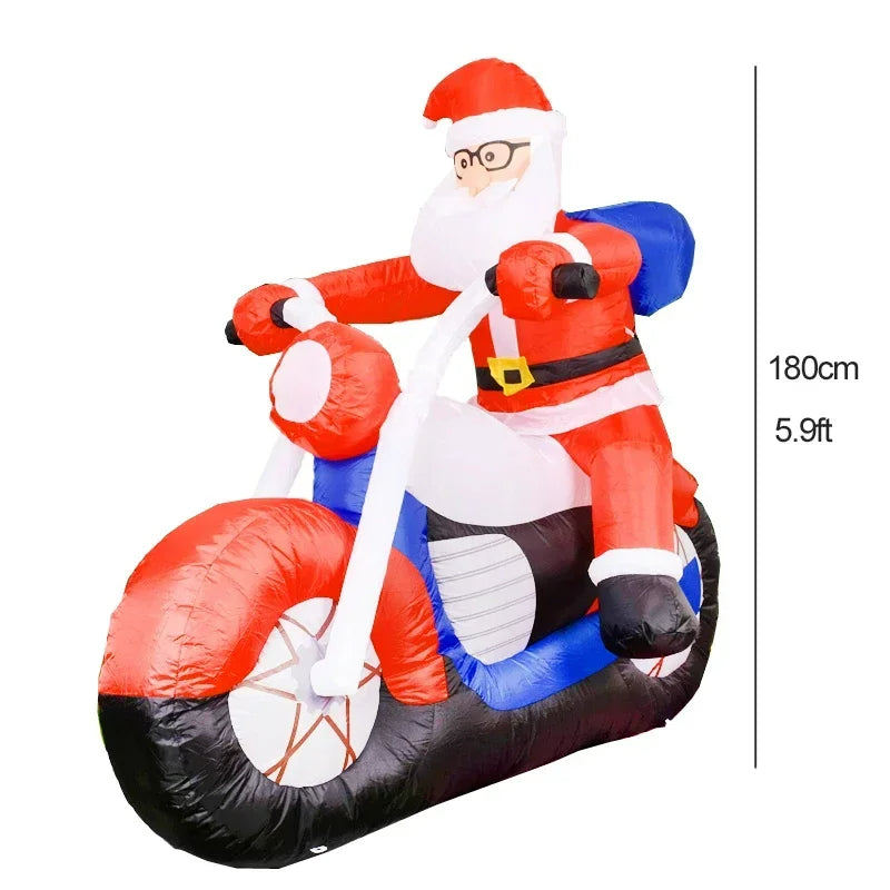 Père Noël Gonflable en Moto