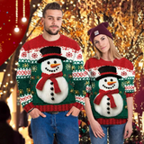 Pulls de Noël Couple avec Bonhomme de Neige en Relief