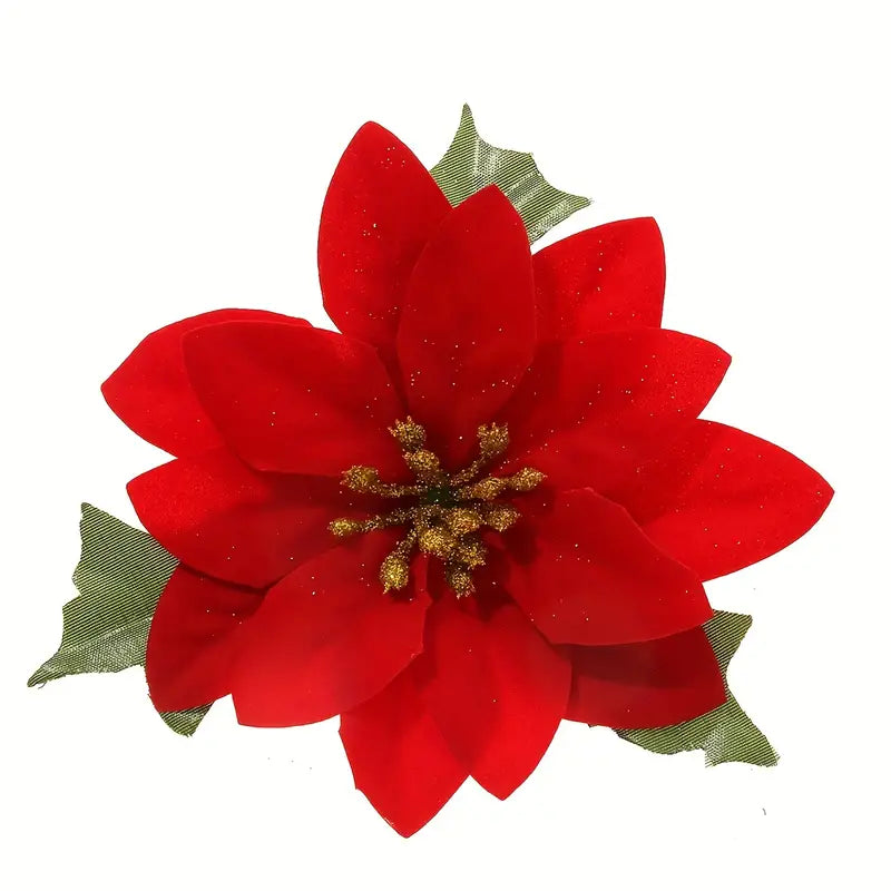 Fleur de Noel Feuille Rouge 10 pèces