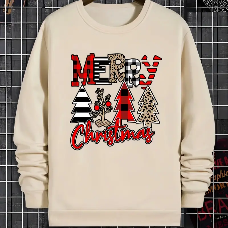 Pull de Noel Homme Merry Christmas avec Sapins