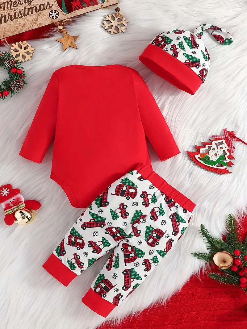 Ensemble Rennes de Noel Rouge Bébé