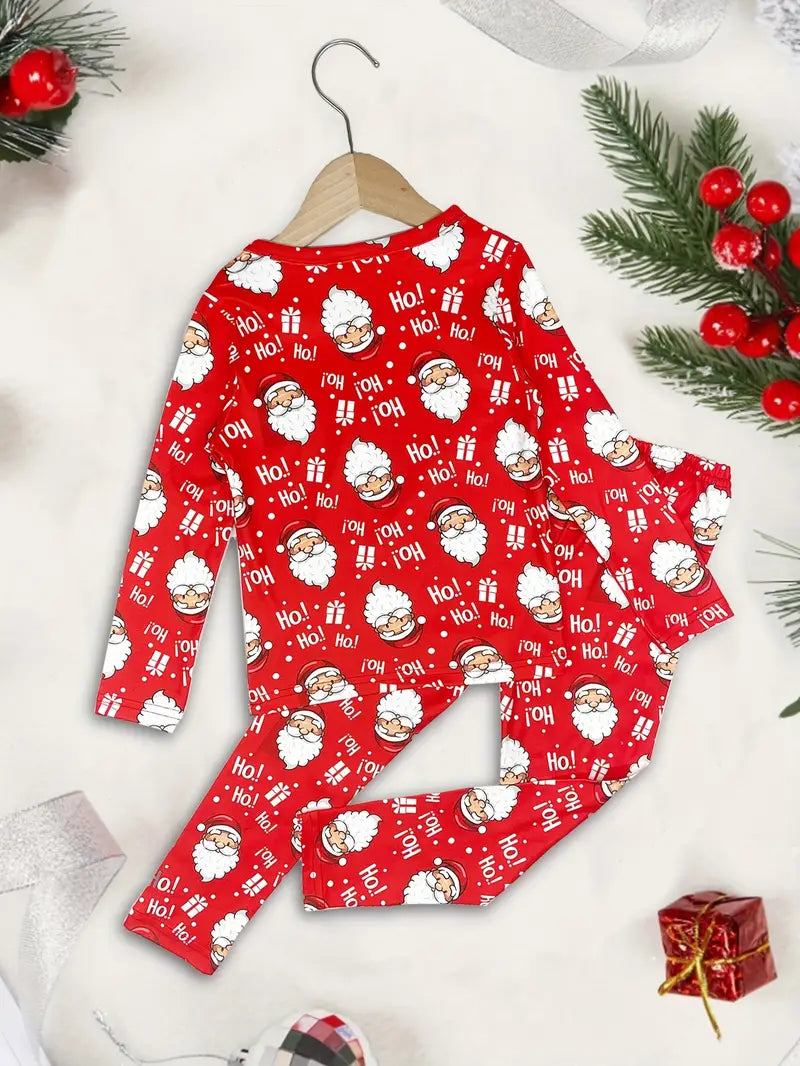 Beau Pyjama Rouge Papa Noel Enfants