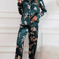 Ensemble Pyjama en Soie Motifs Fleurs Noel Femme