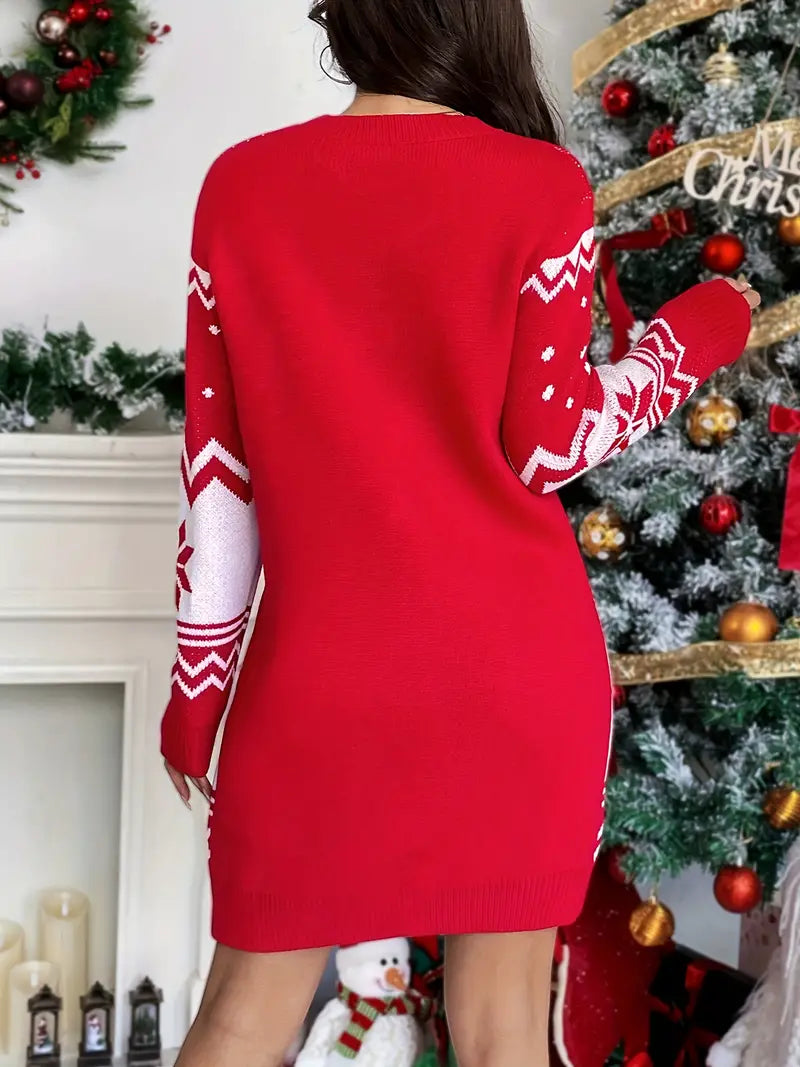 Pull Long Noel Style Robe Rouge