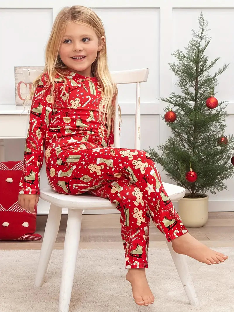 Pyjama Noël Enfant - Manches Longues Motifs Sapin, Père Noël - Taille 1 à 12 Ans - Cadeau Fêtes