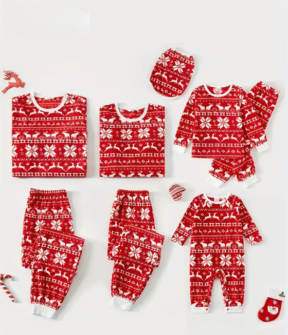 Pyjama Assorti Famille pour Noel Motif Traditionnel