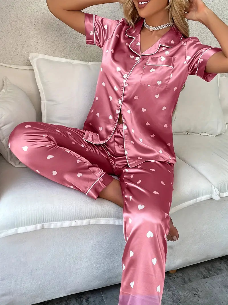 Pyjama Satin Rose Noel Femme